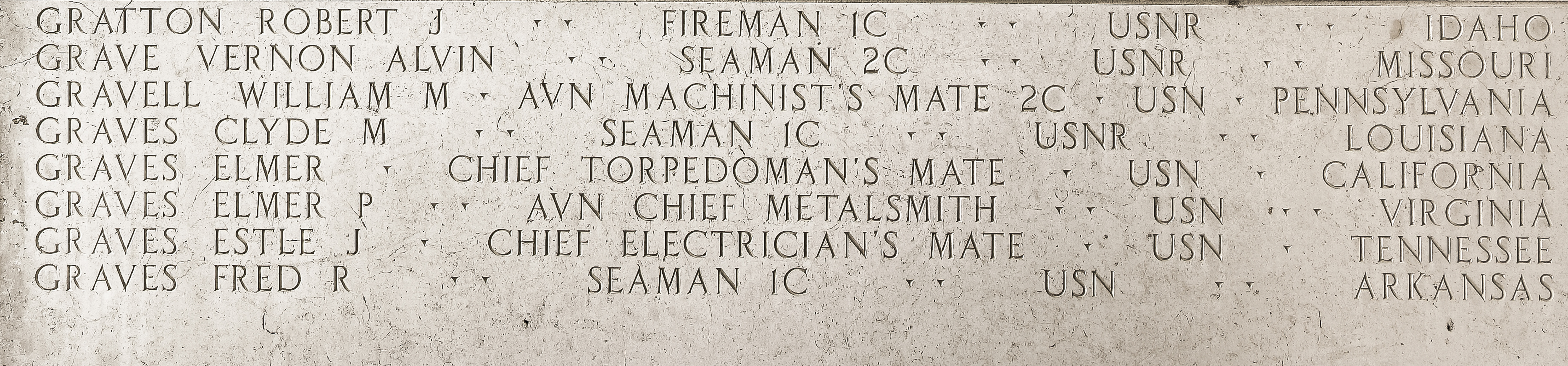 Robert J. Gratton, Fireman First Class